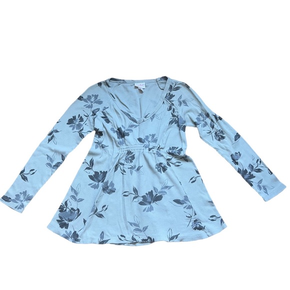 Isabel Maternity by Ingrid and Isabel Long Sleeve Waffle Knit Floral Top Grey XS - Picture 2 of 6